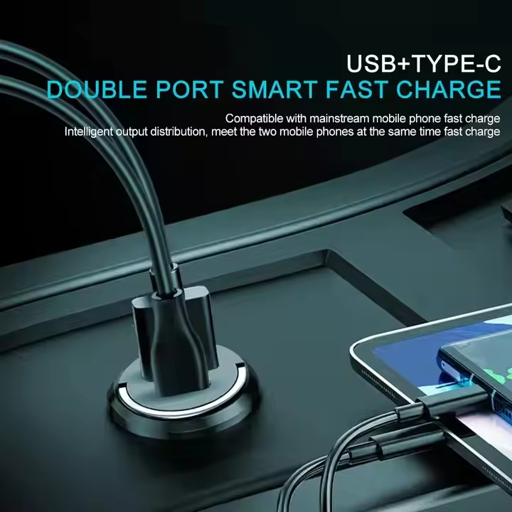 Fast Charging Car Charger Support 100W PD USB QC3.0 Mini Car Charger Adapter for iPhone, Samsung , Huawei etc.