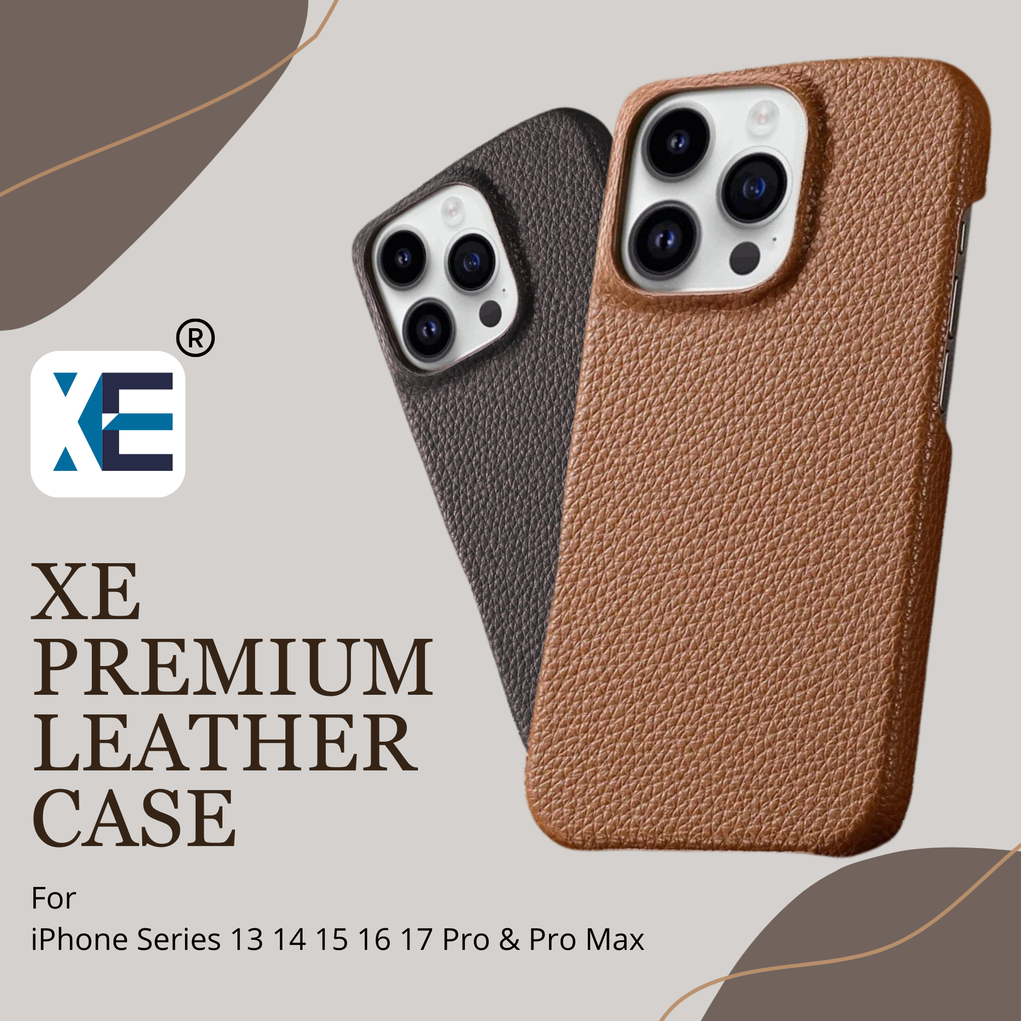 XE Premium Leather Case For iPhone 12 - 17 Pro & Pro Max