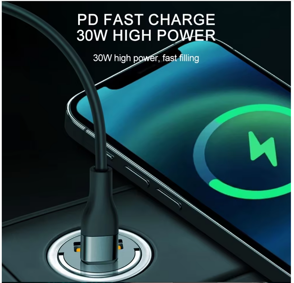 XE Premium - Fast Charging Car Charger Support 100W PD USB QC3.0 Mini Car Charger Adapter