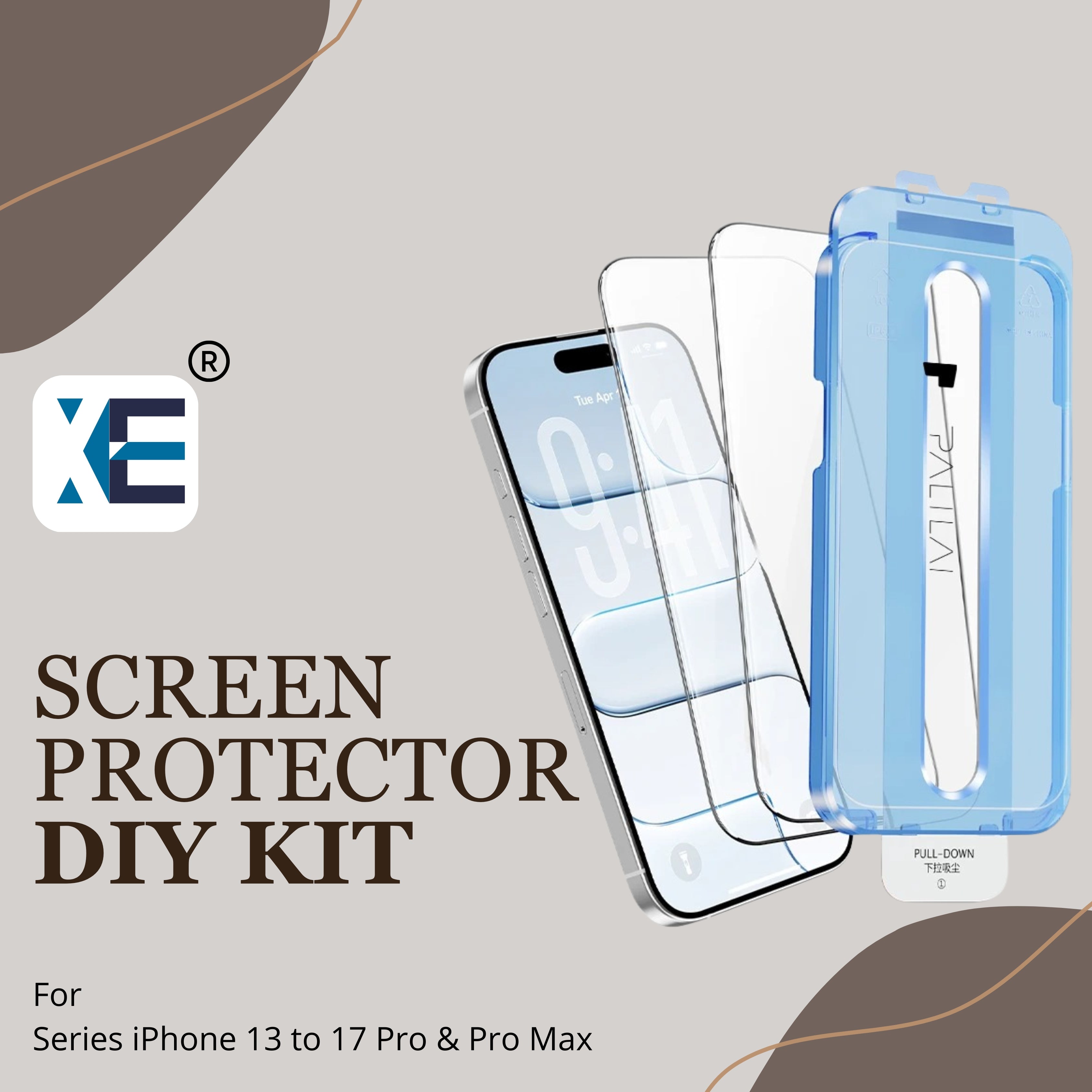 iPhone Series 14,15,16&17 clear screen protector with self application Kit