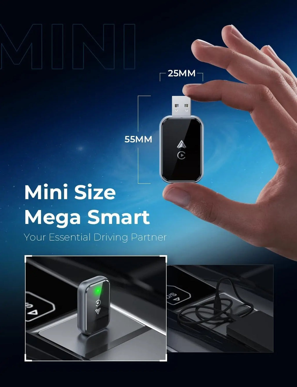 Wireless CarPlay USB Adapter Dongle - Effortless IOS Mirroring For Cars