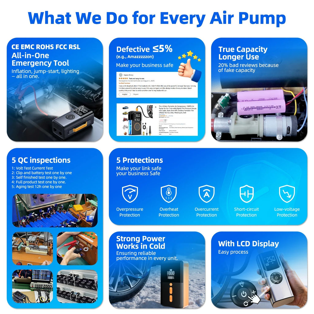 XE - Air Pump Jump Starter Booster 16000mah Power Bank Lithium Battery 4 in 1 Car Jump Starter