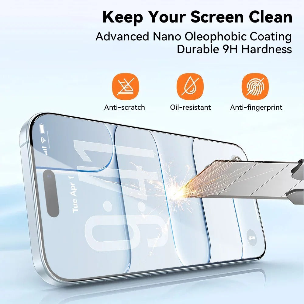 iPhone Series 14,15,16&17 clear screen protector with self application Kit